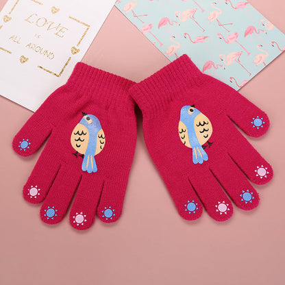 Cute Animal Kids' Fingerless Gloves Warm Non-Slip