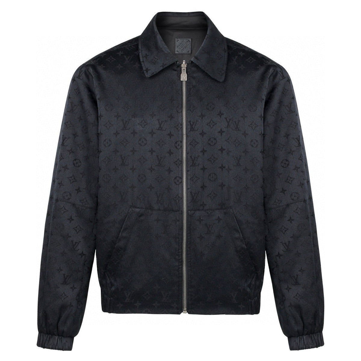LV 1v Checkered Leather Collar Reversible Waist-cinching Jacket 494280