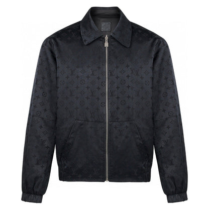 LV 1v Checkered Leather Collar Reversible Waist-cinching Jacket 494280