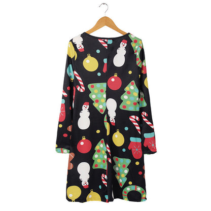 Printed Christmas Dress Dress