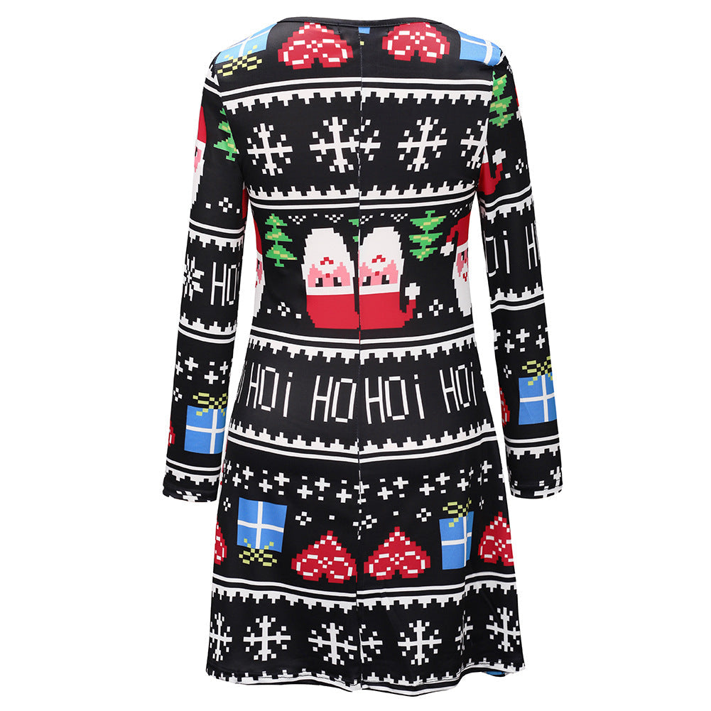 Printed Christmas Dress Dress