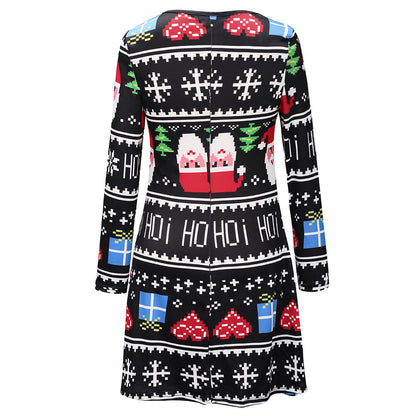 Printed Christmas Dress Dress
