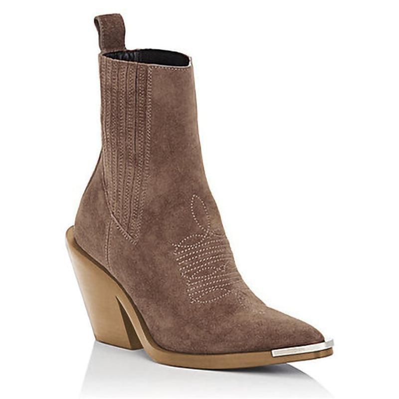 Thick-Heeled Women'S Boots Large Size Pointed Velvet Low Boots