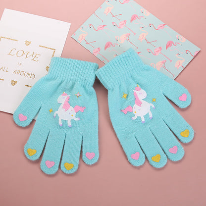Cute Animal Kids' Fingerless Gloves Warm Non-Slip