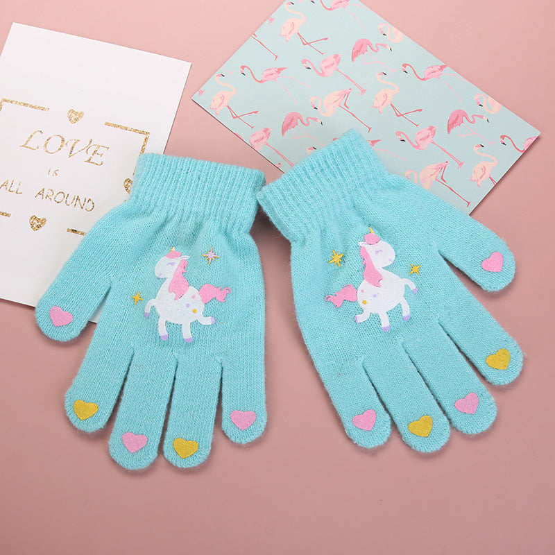 Cute Animal Kids' Fingerless Gloves Warm Non-Slip