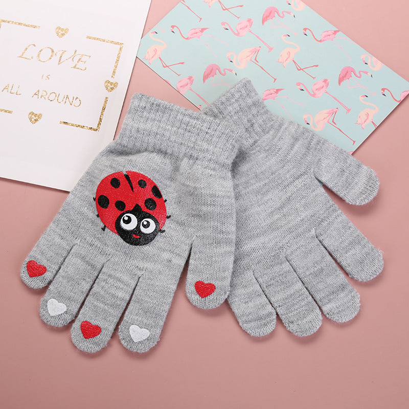 Cute Animal Kids' Fingerless Gloves Warm Non-Slip