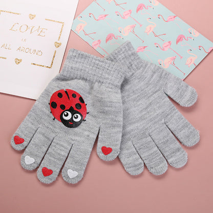 Cute Animal Kids' Fingerless Gloves Warm Non-Slip