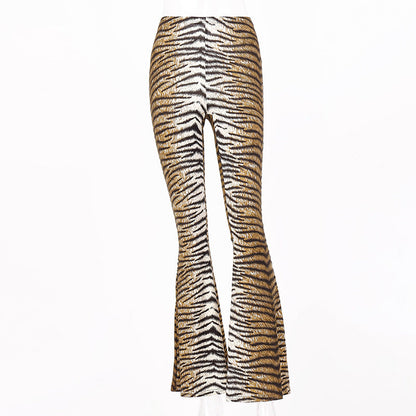 High-Waisted Leopard Print Flare Pants for Women