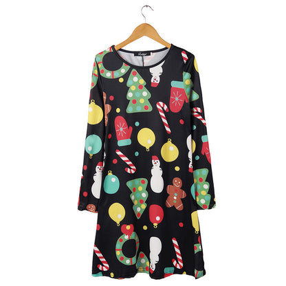 Printed Christmas Dress Dress