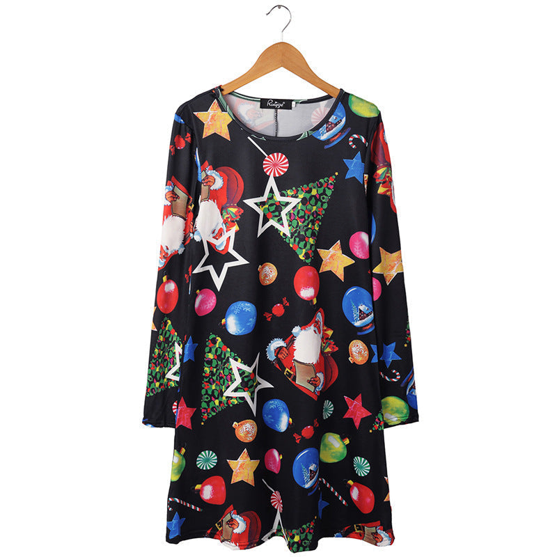 Printed Christmas Dress Dress