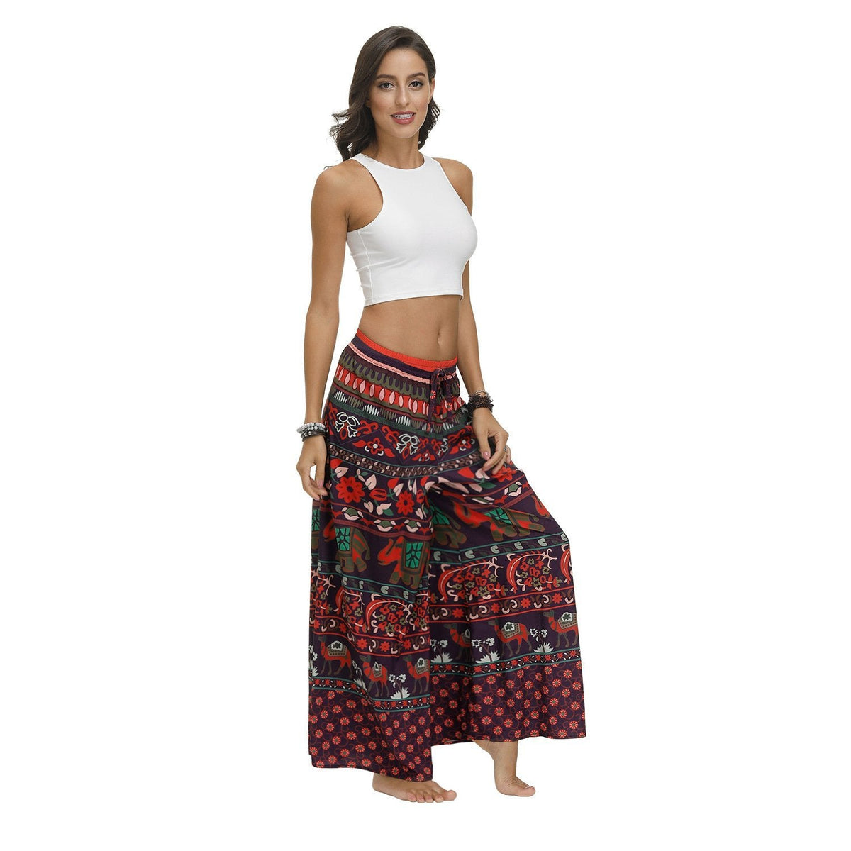 Bohemian Print Ethnic Loose Wide-Leg Pants