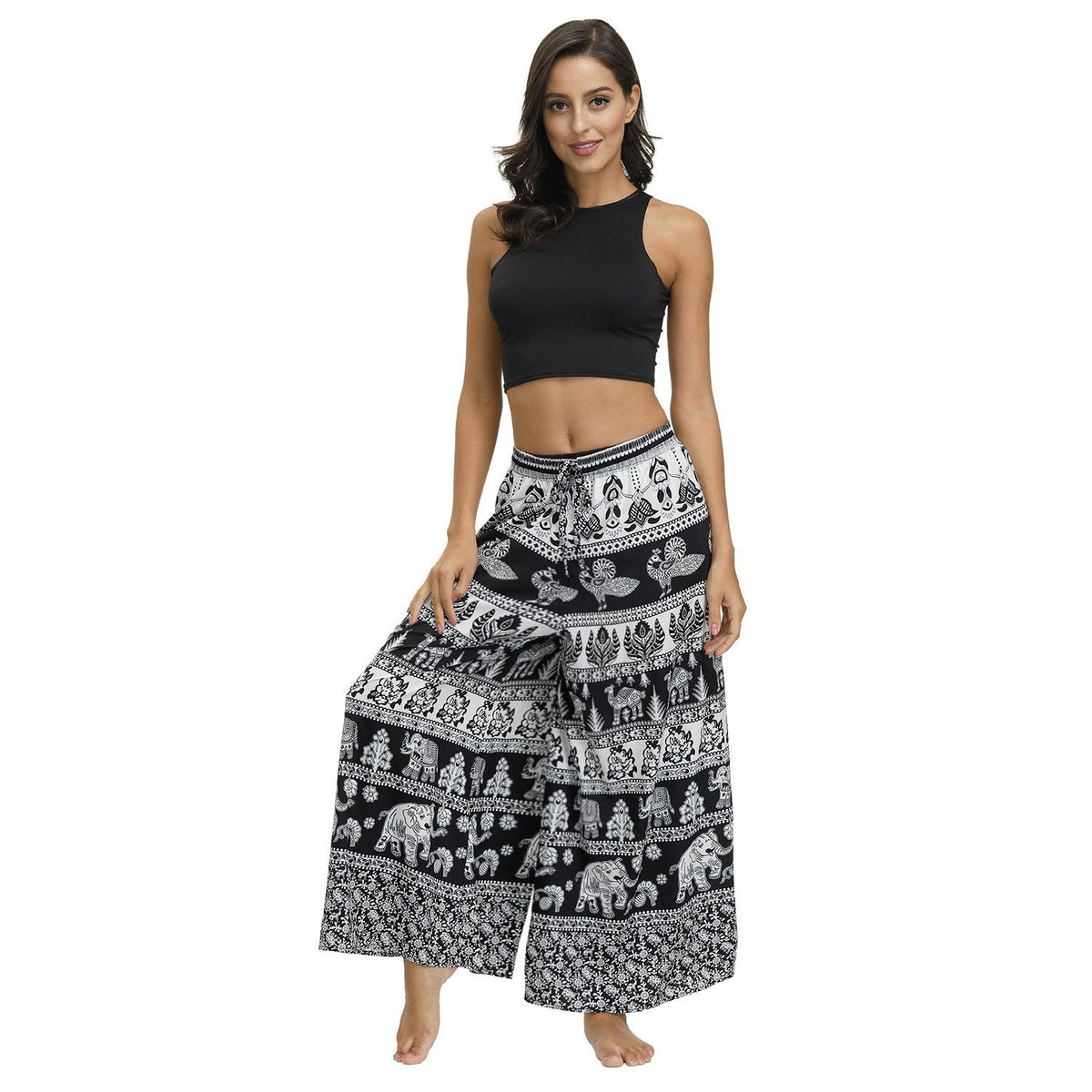 Bohemian Print Ethnic Loose Wide-Leg Pants