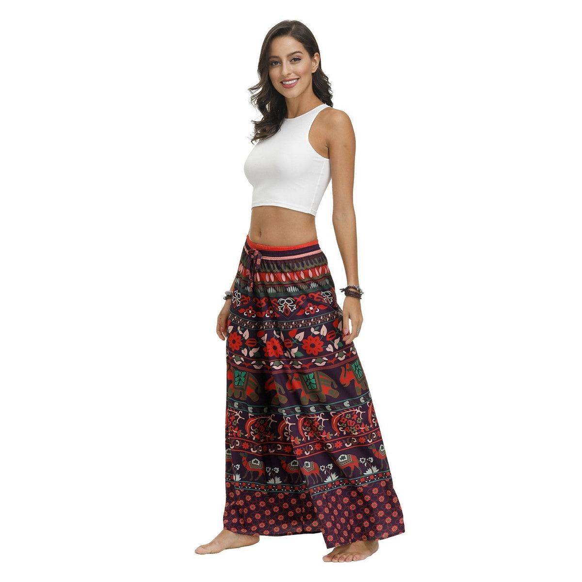 Bohemian Print Ethnic Loose Wide-Leg Pants