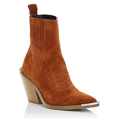 Thick-Heeled Women'S Boots Large Size Pointed Velvet Low Boots