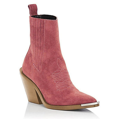Thick-Heeled Women'S Boots Large Size Pointed Velvet Low Boots