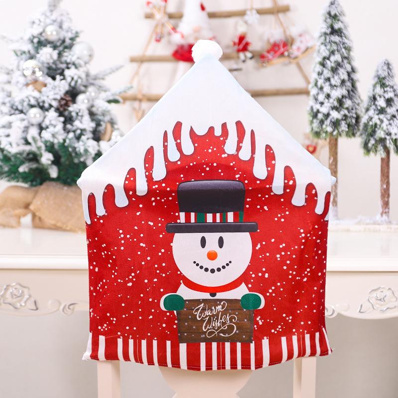 Christmas Big Hat Chair Cover Home Decoration Cartoon Old Man Snowman Stool Cover