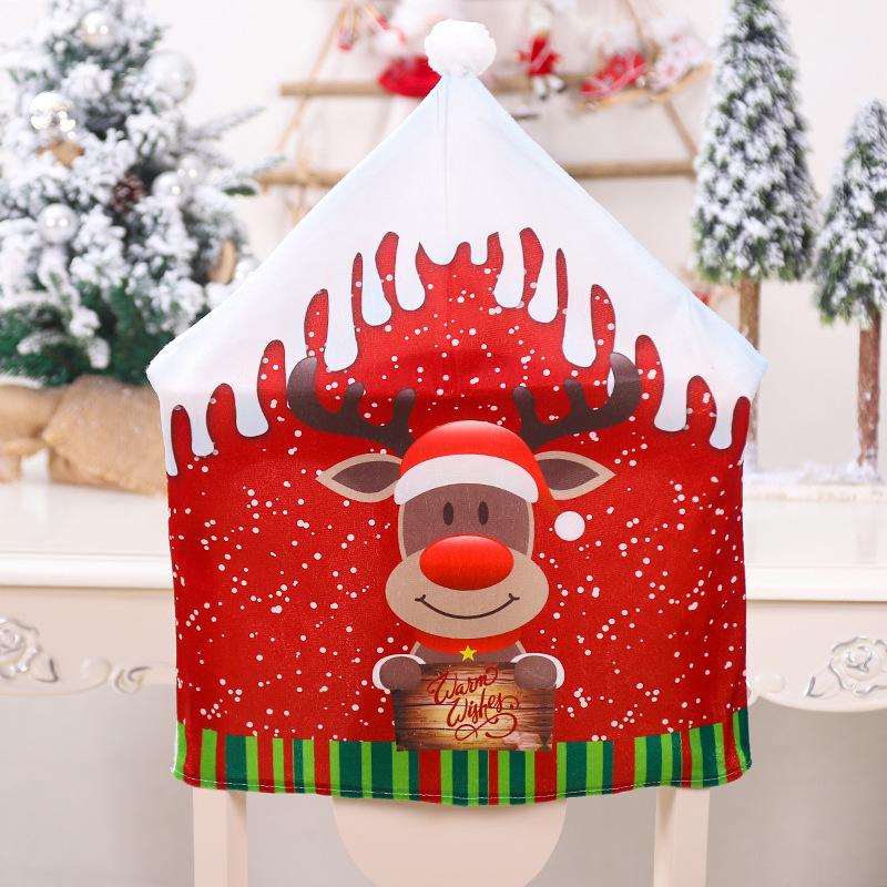 Christmas Big Hat Chair Cover Home Decoration Cartoon Old Man Snowman Stool Cover