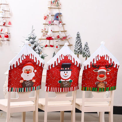 Christmas Big Hat Chair Cover Home Decoration Cartoon Old Man Snowman Stool Cover