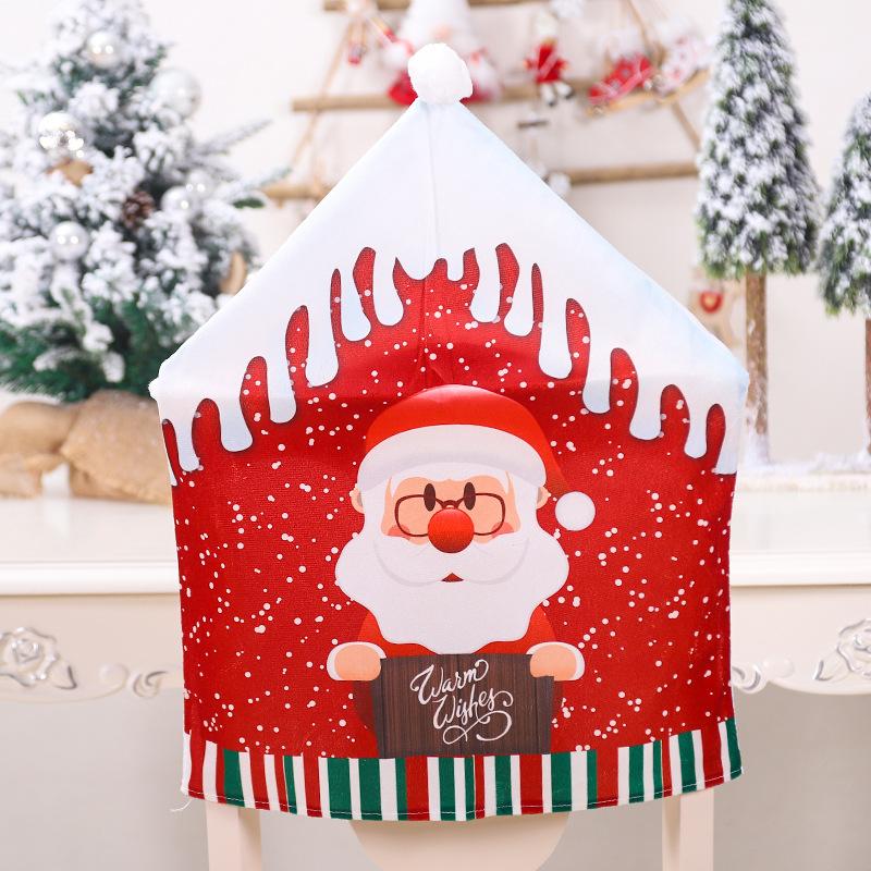 Christmas Big Hat Chair Cover Home Decoration Cartoon Old Man Snowman Stool Cover