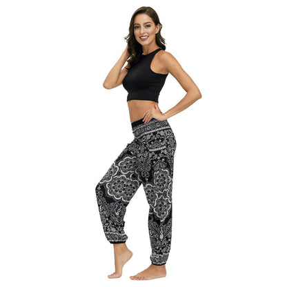 Ethnic Print Casual Loose Straight Harem Pants Sports Yoga Pants