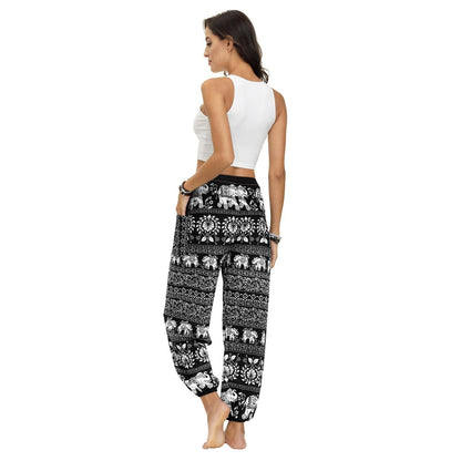 Ethnic Print Casual Loose Straight Harem Pants Sports Yoga Pants