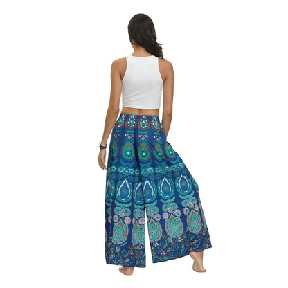New Ethnic Style Casual All-Match Wide-Leg Pants With Waist Loose Pants