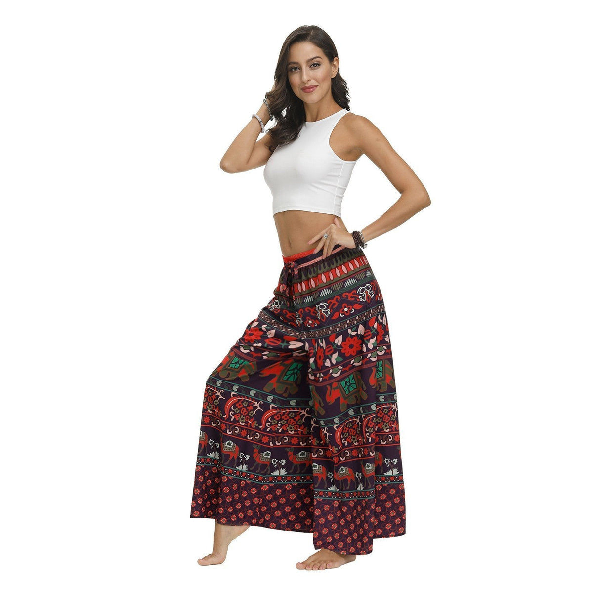 Bohemian Print Ethnic Loose Wide-Leg Pants