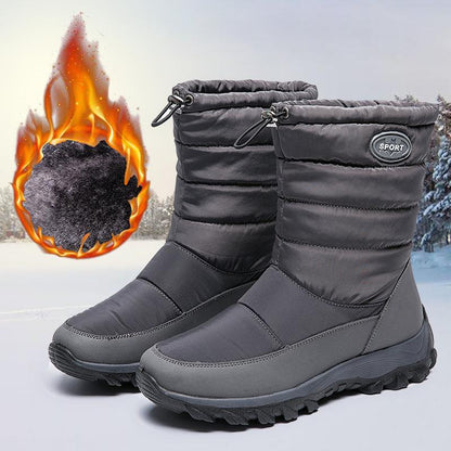 Winter Snow Boots Women'S Plus Size Plus Velvet Thick Cotton Shoes Warm Mid-Tube Boots Waterproof