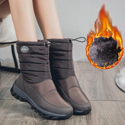 Winter Snow Boots Women'S Plus Size Plus Velvet Thick Cotton Shoes Warm Mid-Tube Boots Waterproof