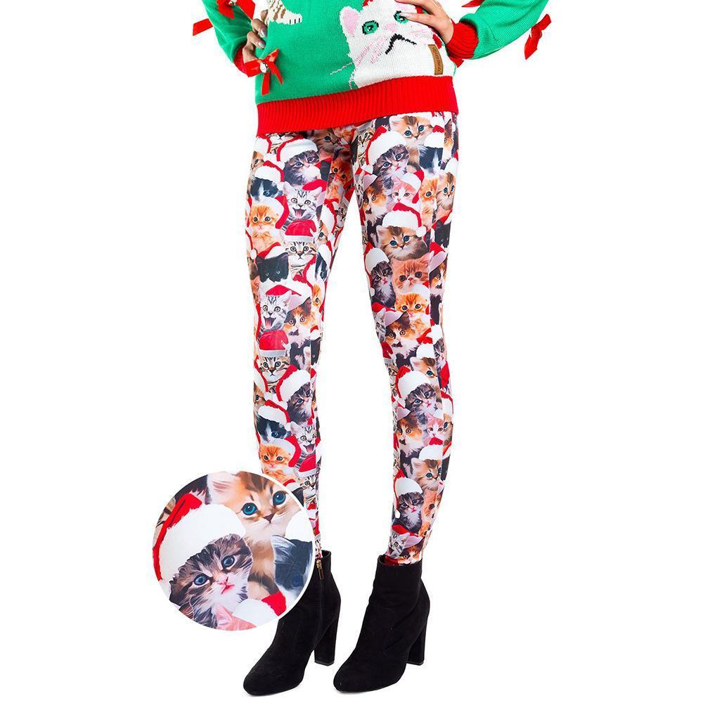 Autumn Winter New Dress Christmas Dress Print Slim Leggings