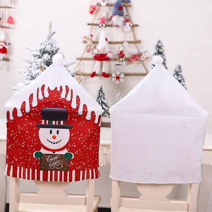 Christmas Big Hat Chair Cover Home Decoration Cartoon Old Man Snowman Stool Cover