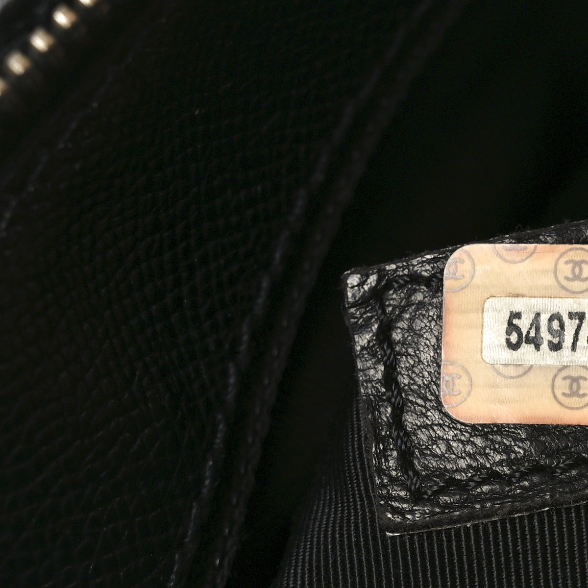 Grained Calfskin Logo Shoulder Bag Black