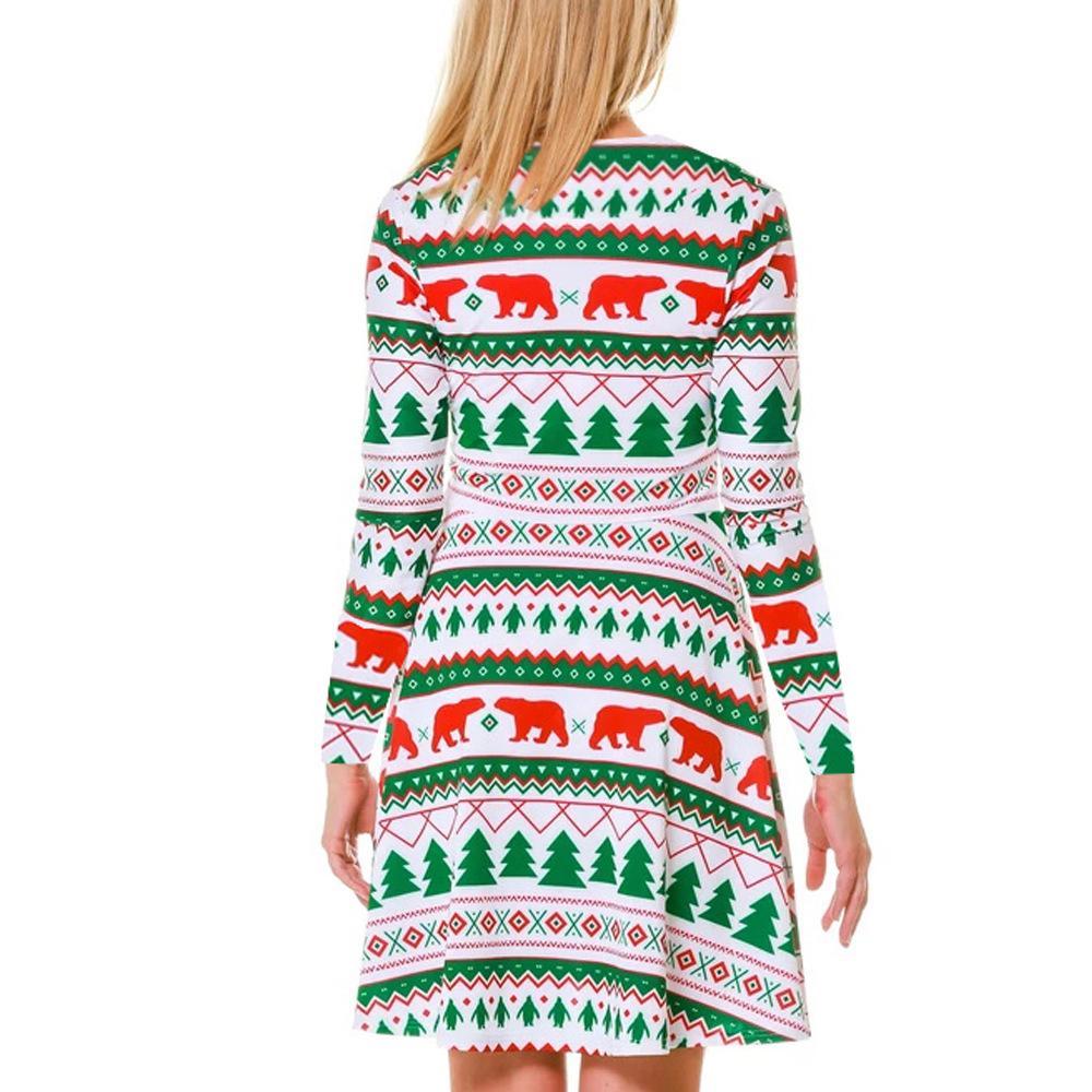 Autumn And Winter New Christmas Clothing Print Long-Sleeved Women'S Dress