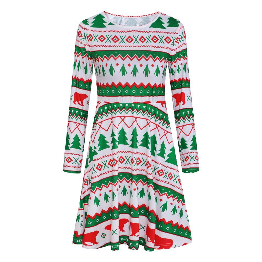 Autumn And Winter New Christmas Clothing Print Long-Sleeved Women'S Dress