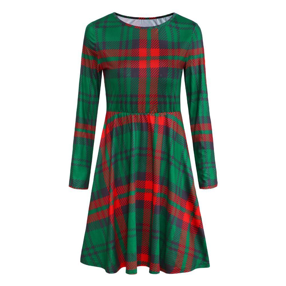 Autumn And Winter New Christmas Clothing Print Long-Sleeved Women'S Dress