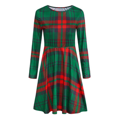 Autumn And Winter New Christmas Clothing Print Long-Sleeved Women'S Dress