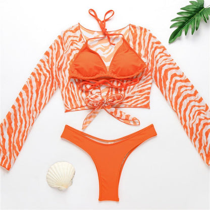 New Style Swimsuit Bikini Three-Piece Mesh Swimwear