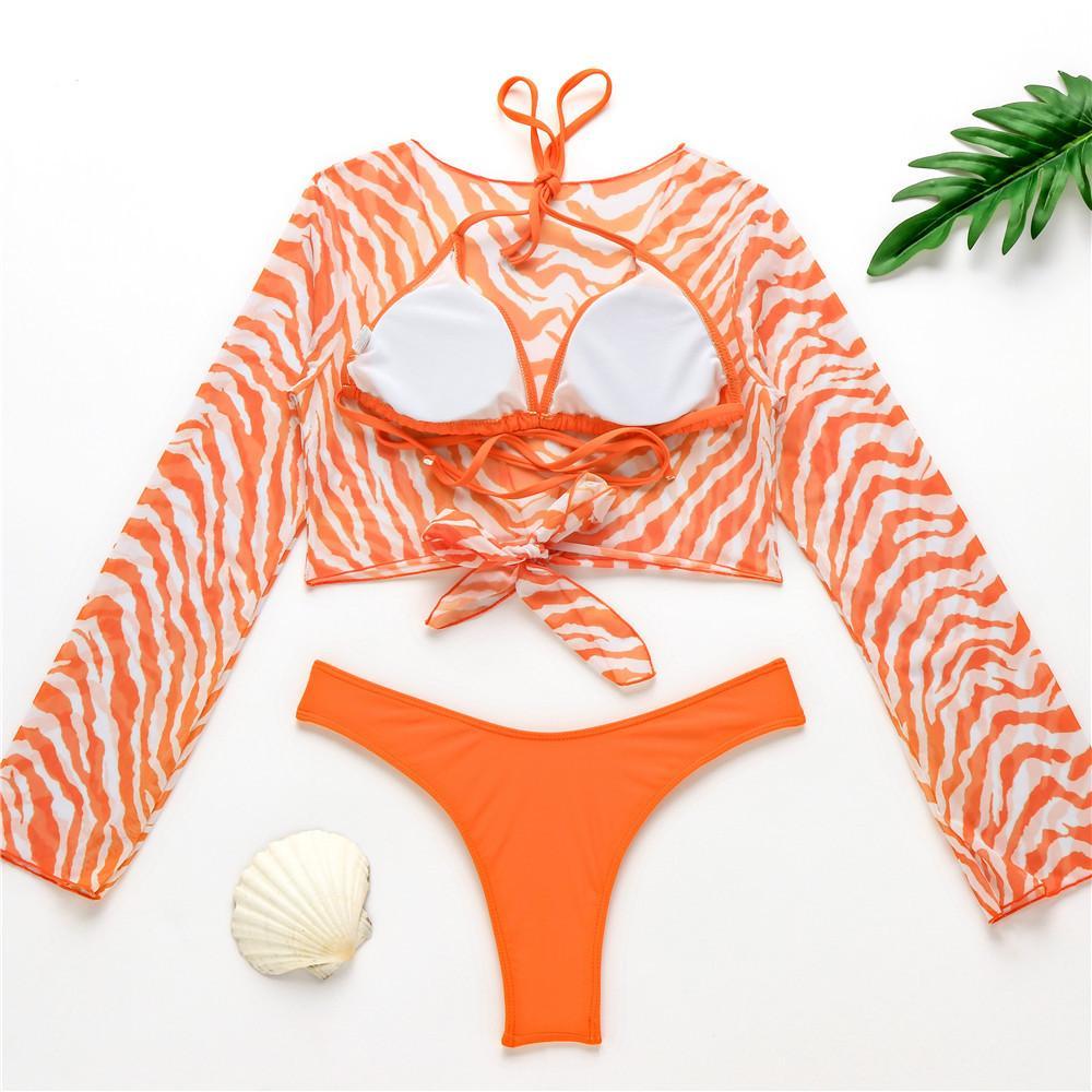 New Style Swimsuit Bikini Three-Piece Mesh Swimwear