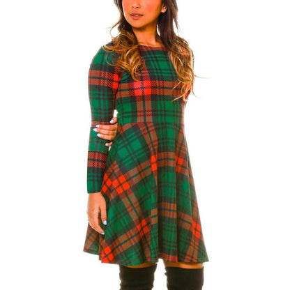 Autumn And Winter New Christmas Clothing Print Long-Sleeved Women'S Dress