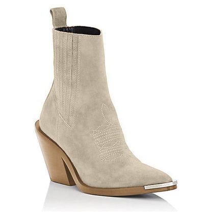 Thick-Heeled Women'S Boots Large Size Pointed Velvet Low Boots