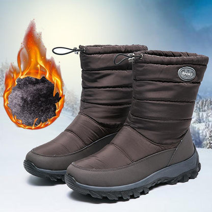 Winter Snow Boots Women'S Plus Size Plus Velvet Thick Cotton Shoes Warm Mid-Tube Boots Waterproof