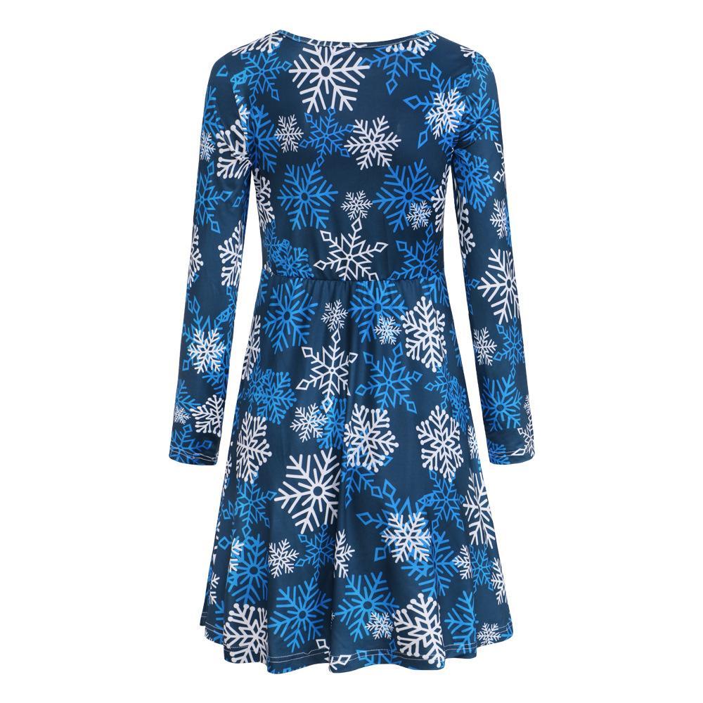 Autumn And Winter New Christmas Clothing Print Long-Sleeved Women'S Dress