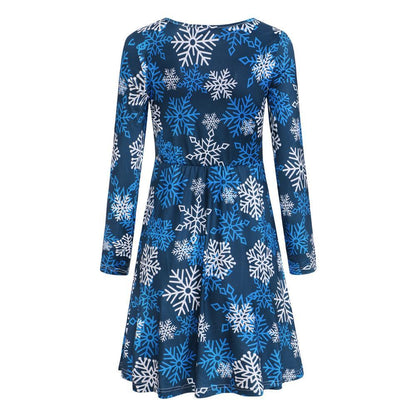 Autumn And Winter New Christmas Clothing Print Long-Sleeved Women'S Dress
