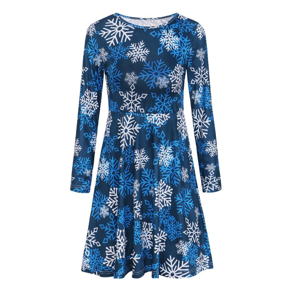 Autumn And Winter New Christmas Clothing Print Long-Sleeved Women'S Dress