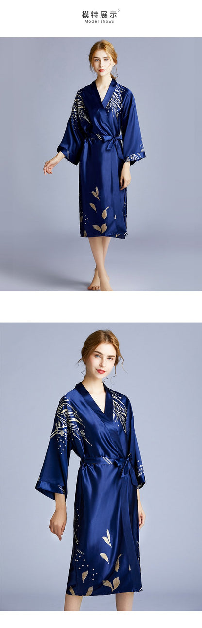 Yaoting Silk Wedding Pajamas Ladies Spring And Summer Long Bridesmaid Red Bride Morning Gown Home Gown 2
