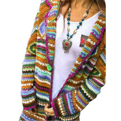Women'S Clothing 2019 Autumn And Winter New Printed Cardigan Long-Sleeved Sweater
