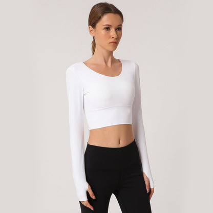 Open Navel Sports Long Sleeved Women'S High Elastic Tight Running Fitness Suit Beautiful Back Yoga Jacket