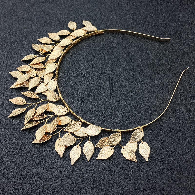 Trendy Alloy Leaf Hairband Elegant Casual Headband