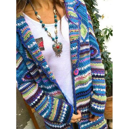 Women'S Clothing 2019 Autumn And Winter New Printed Cardigan Long-Sleeved Sweater