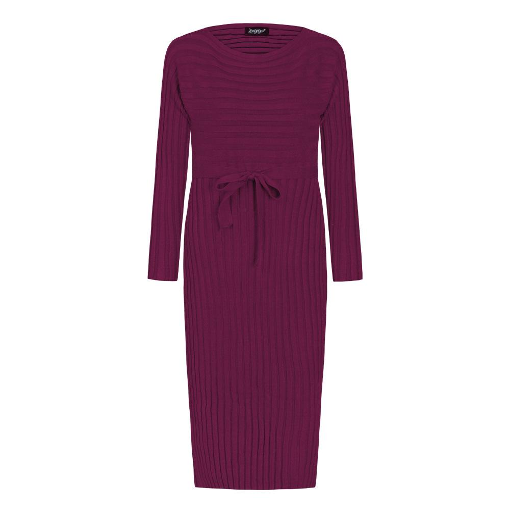 Autumn And Winter Hot Sale New Fashion Women'S Long Sweater Knit Lace Dress